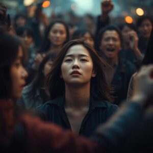 deoict a person or people in peace when chaos 6