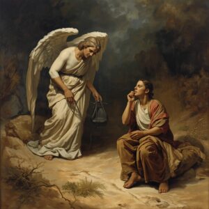 Day 19: The God Who Sees You 1 depict the EL ROI in Genesis with hagar and Ismael and the angel