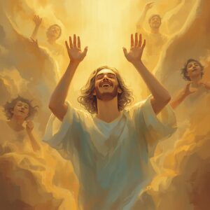 happy souls rejoicing in heaven with Christ