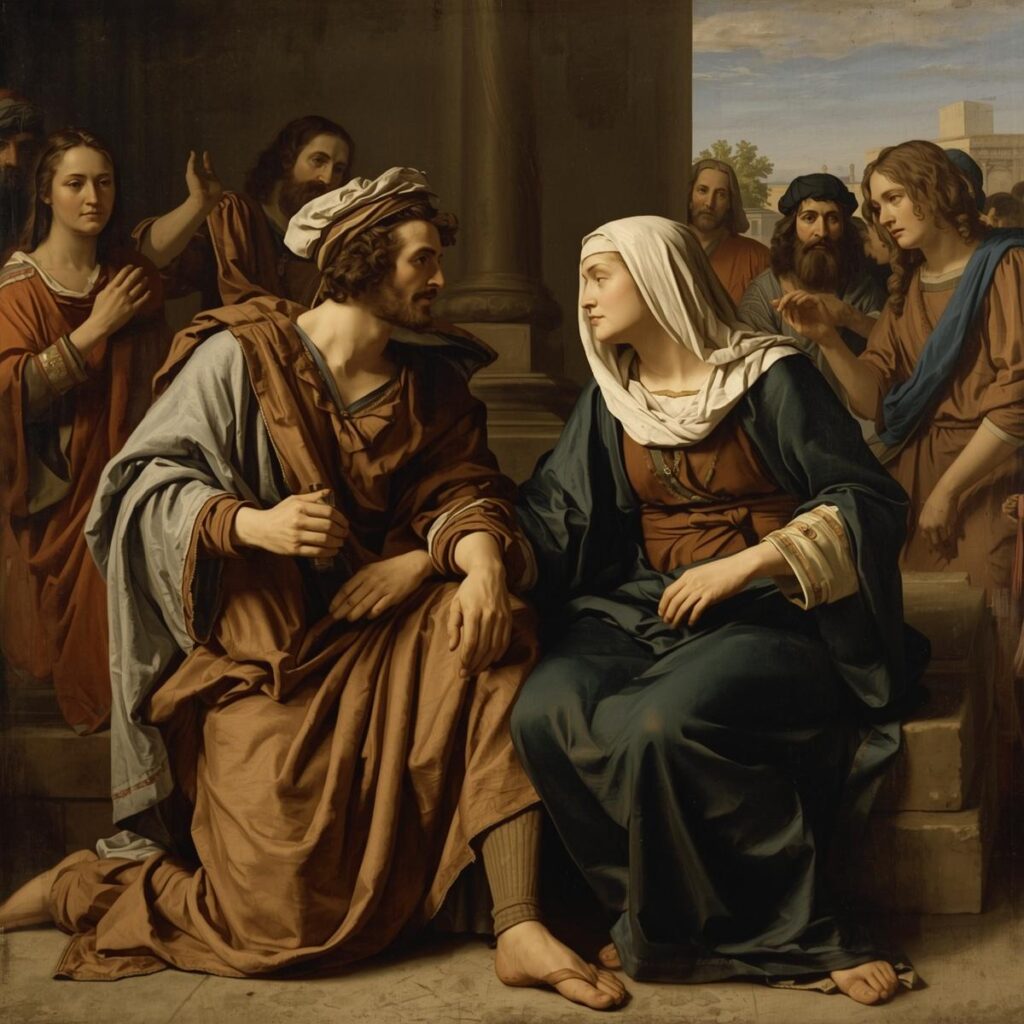 depict Ananias and Sapphira Acts 5 They were a married couple in the early church. in the bible